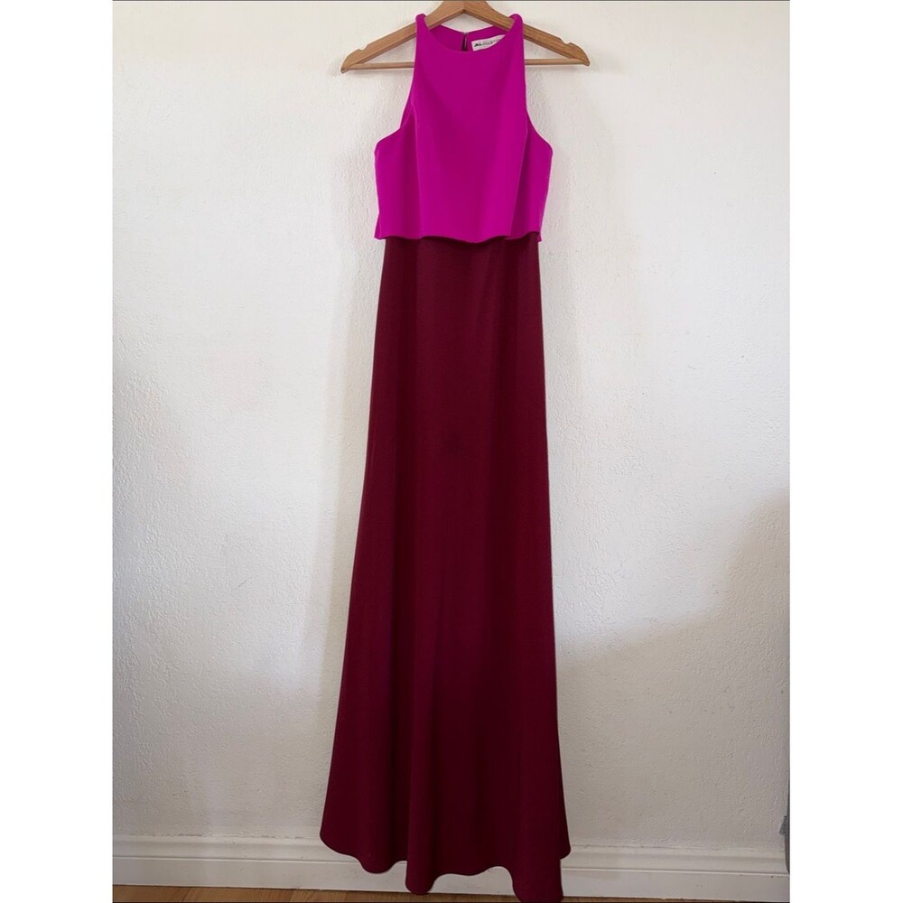 Jill Stuart Colorblock Two-Tone Pink Burgundy Maxi Dress Gown Size 4
